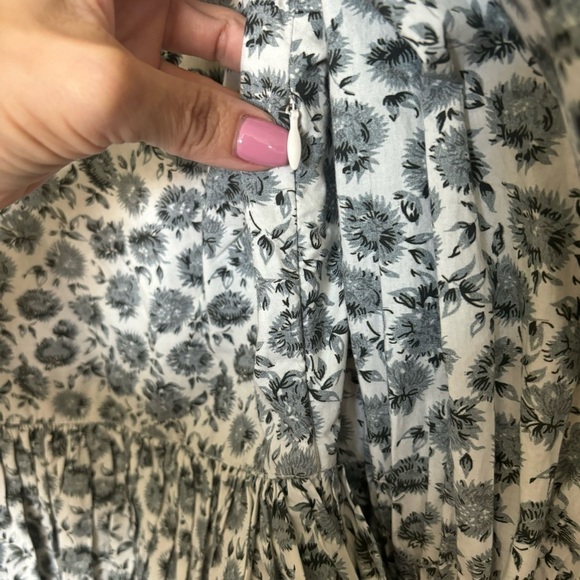 LoveShackFancy Paris Dandelion Print Long Puff Sleeve Ruffle Mini Dress 4 - Picture 5 of 11